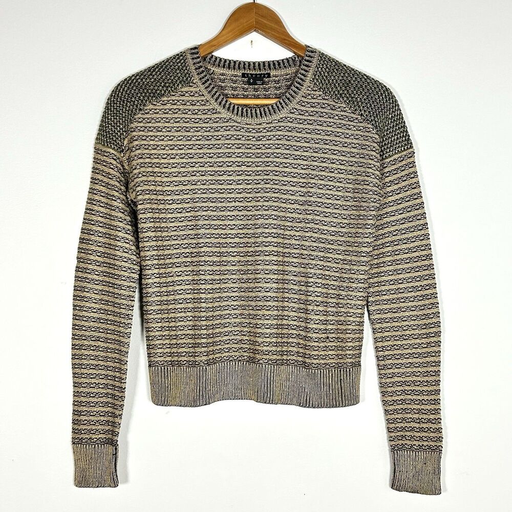 Theory Adela Chunky Silk Sweater Women’s S Cropped Crewneck Knit Top